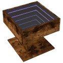 Stolik kawowy z LED, opalany dąb, 50x50x45 cm Lumarko!