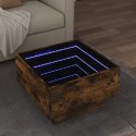 Stolik kawowy z LED, przydymiony dąb, 50x50x30 cm Lumarko!