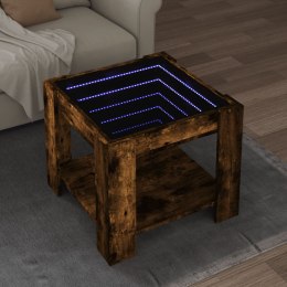 Stolik kawowy z LED, przydymiony dąb, 53x53x45 cm Lumarko!