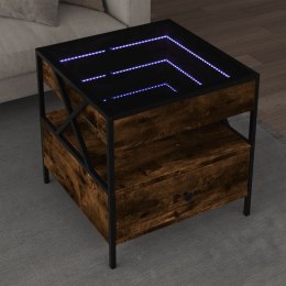 Stolik kawowy z LED Infinity, przydymiony dąb, 50x50x51 cm Lumarko!