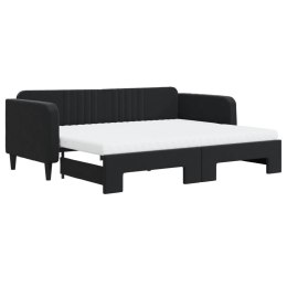 Sofa rozsuwana z materacami, czarna, 90x200 cm, aksamit Lumarko!