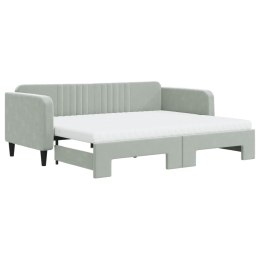 Sofa rozsuwana z materacami, jasnoszara, 90x200 cm, aksamit Lumarko!