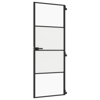 VidaXL Drzwi wewnętrzne, czarne, 76x201,5 cm, szkło i aluminium