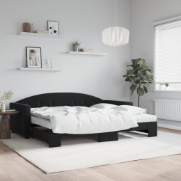 Sofa rozsuwana z materacami, czarna, 90x200 cm, aksamit Lumarko!