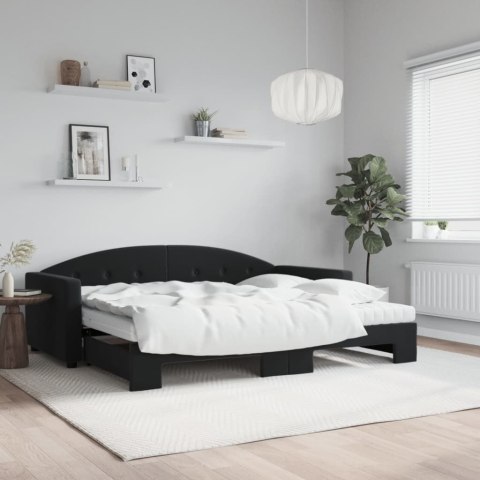 Sofa rozsuwana z materacami, czarna, 90x200 cm, aksamit Lumarko!