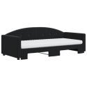 Sofa rozsuwana z materacami, czarna, 90x200 cm, aksamit Lumarko!