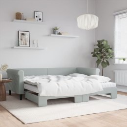 Sofa rozsuwana z materacami, jasnoszara, 90x200 cm, aksamit Lumarko!