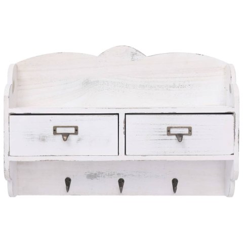 Wieszak ścienny na płaszcze, biały, 50x10x34 cm, drewniany Lumarko!