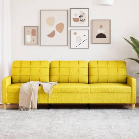 Sofa 3-osobowa, jasnożółta, 210 cm, tapicerowana tkaniną Lumarko!