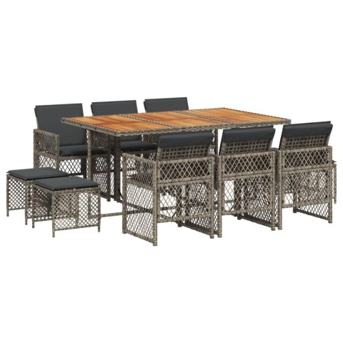 11-cz. zestaw mebli do ogrodu, z poduszkami, szary rattan PE Lumarko!