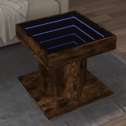 Stolik kawowy z LED, opalany dąb, 50x50x45 cm Lumarko!