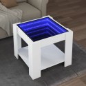 Stolik kawowy z LED, biały 53x53x45 cm, materiał drewnopochodny Lumarko!