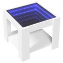 Stolik kawowy z LED, biały 53x53x45 cm, materiał drewnopochodny Lumarko!