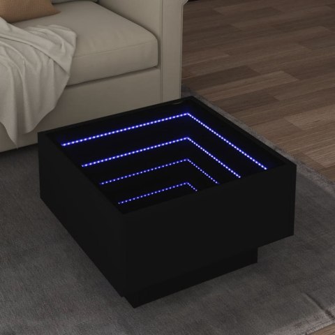 Stolik kawowy z LED, czarny 50x50x30cm, materiał drewnopochodny Lumarko!