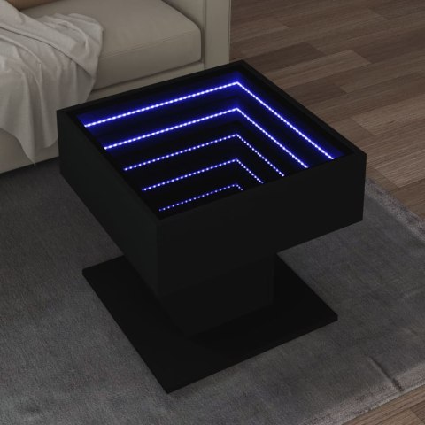 Stolik kawowy z LED czarny 50x50x45 cm, materiał drewnopochodny Lumarko!