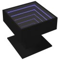 Stolik kawowy z LED czarny 50x50x45 cm, materiał drewnopochodny Lumarko!