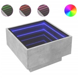 Stolik kawowy z LED, szarość betonu, 50x50x30 cm Lumarko!