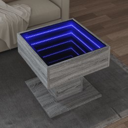 Stolik kawowy z LED, szary dąb sonoma, 50x50x45 cm Lumarko!