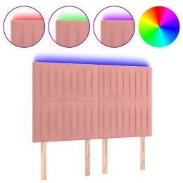 Zagłówek do łóżka z LED, różowy, 144x5x118/128 cm, aksamit Lumarko!