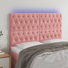 Zagłówek do łóżka z LED, różowy, 144x7x118/128 cm, aksamit Lumarko!