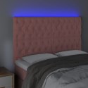Zagłówek do łóżka z LED, różowy, 144x7x118/128 cm, aksamit Lumarko!