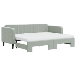 Sofa rozsuwana z materacami, jasnoszara, 80x200 cm, aksamit Lumarko!