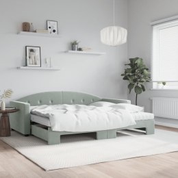 Sofa rozsuwana z materacami, jasnoszara, 90x200 cm, aksamit Lumarko!