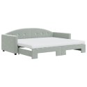 Sofa rozsuwana z materacami, jasnoszara, 90x200 cm, aksamit Lumarko!