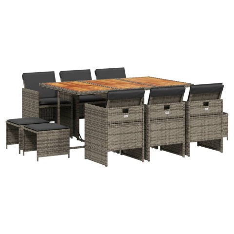 11-cz. zestaw mebli do ogrodu, z poduszkami, szary rattan PE Lumarko!
