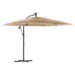 Parasol ogrodowy z LED, stalowy słupek, brązowy, 246x246x230 cm Lumarko!