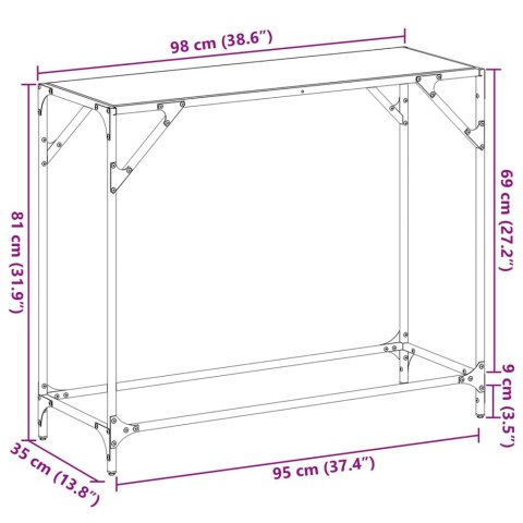 Stolik konsolowy z przezroczystym, szklanym blatem, 98x35x81 cm Lumarko!