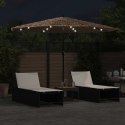 Parasol ogrodowy z LED, stalowy słupek, brązowy, 324x324x247 cm Lumarko!