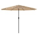 Parasol ogrodowy z LED, stalowy słupek, brązowy, 324x324x247 cm Lumarko!