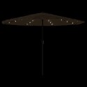 Parasol ogrodowy z LED, stalowy słupek, brązowy, 324x324x247 cm Lumarko!