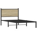 Metalowa rama łóżka z wezgłowiem, dąb sonoma, 100x200 cm Lumarko!
