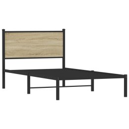 Metalowa rama łóżka z wezgłowiem, dąb sonoma, 100x200 cm Lumarko!