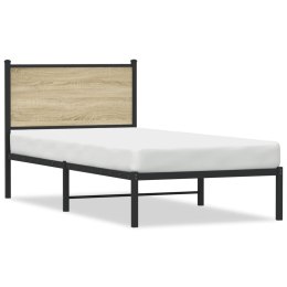 Metalowa rama łóżka z wezgłowiem, dąb sonoma, 80x200 cm Lumarko!