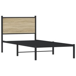 Metalowa rama łóżka z wezgłowiem, dąb sonoma, 80x200 cm Lumarko!