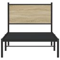 Metalowa rama łóżka z wezgłowiem, dąb sonoma, 80x200 cm Lumarko!