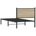 Metalowa rama łóżka z wezgłowiem, dąb sonoma, 80x200 cm Lumarko!