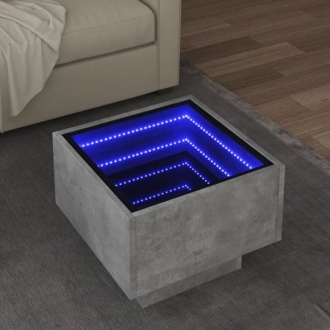 Stolik boczny z LED, szarość betonu, 40x40x30 cm Lumarko!