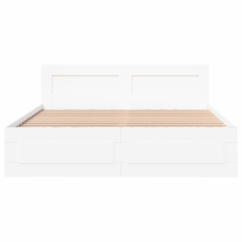 Rama łóżka z wezgłowiem, biała, 160x200 cm Lumarko!