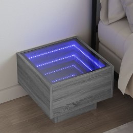 Stolik nocny z LED Infinity, szary dąb sonoma, 40x40x30 cm Lumarko!