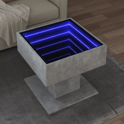 Stolik kawowy z LED, szarość betonu, 50x50x45 cm Lumarko!