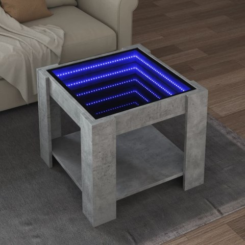 Stolik kawowy z LED, szarość betonu, 53x53x45 cm Lumarko!