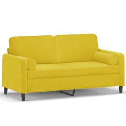 2-osobowa sofa z poduszkami, żółta, 140 cm, aksamit Lumarko!