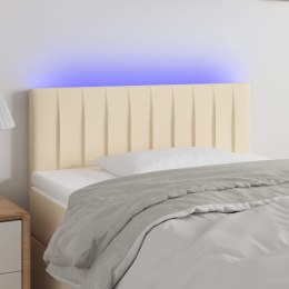 Zagłówek do łóżka z LED, kremowy, 90x5x78/88 cm, tkanina Lumarko!