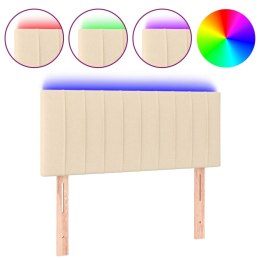 Zagłówek do łóżka z LED, kremowy, 90x5x78/88 cm, tkanina Lumarko!