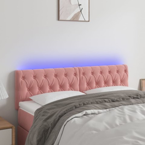 Zagłówek do łóżka z LED, różowy, 144x7x78/88 cm, aksamit Lumarko!