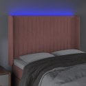 Zagłówek do łóżka z LED, różowy, 147x16x118/128 cm, aksamit Lumarko!